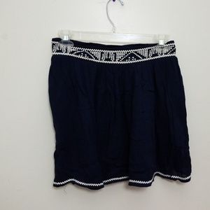 Navy Skirt with Embroidered design